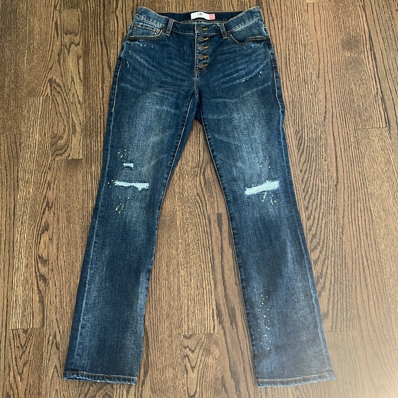 Cabi Button Fly Straight style # 6068 size 4 destructed indigo wash - Picture 4 of 6